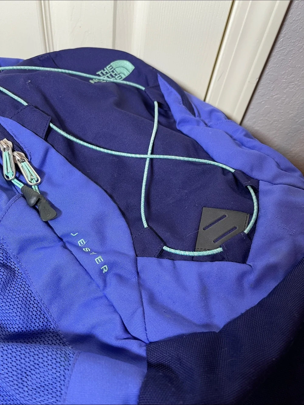 The North Face Blue and Navy Backpack with Mint Accents